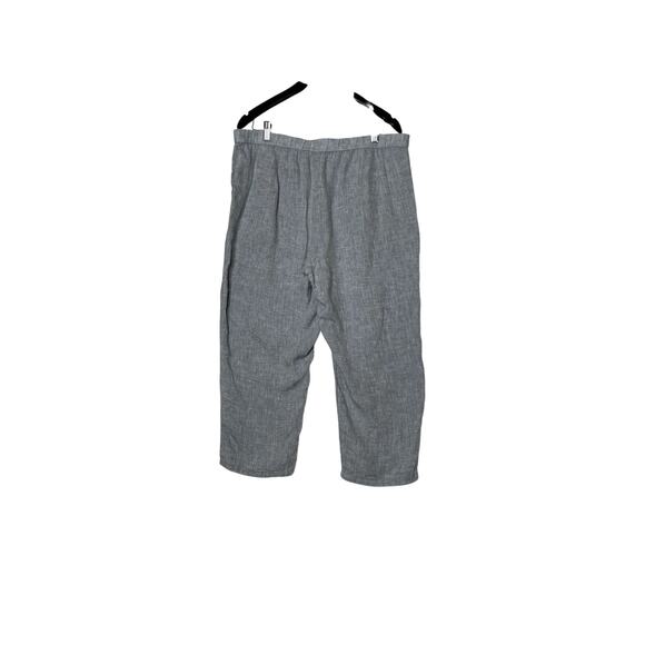 Eileen Fisher size L pants 100% organic linen gray pull-on cropped pockets - Picture 2 of 8